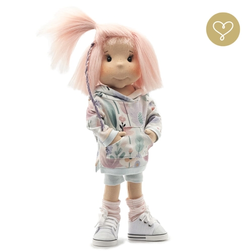 Legginsy w jasnoróżowe paski dla lalki 38 cm Lullu Dolls