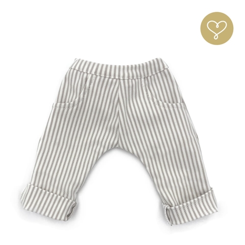 Spodnie białe w paski z kieszeniami dla lalki 38 cm Lullu Dolls, podwijane