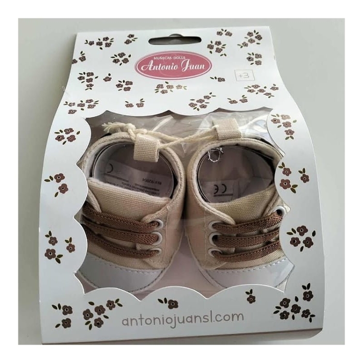 Oryginalne buty Antonio Juan dla lalki 42 cm Bobas 92004_15 beżowe trampki