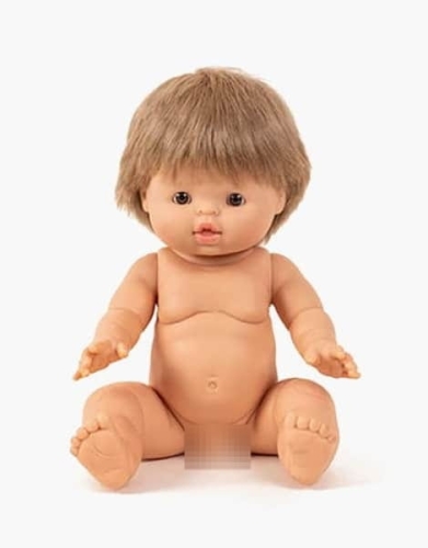 Lalka Hiszpańska 34 cm Minikane PA34112 Gordis Achilles, bobas cały z winylu, blond włosy, chłopiec, bez ubranka