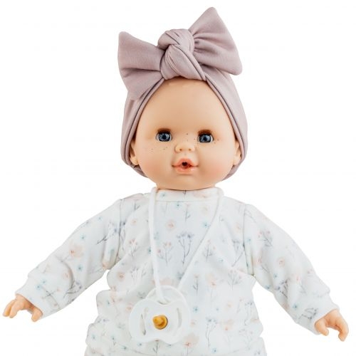 Lalka Hiszpańska 36 cm Paola Reina 08045 Sonia, bobas miękki brzuszek, zamyka oczy, płacze, mówi: mama, papa, bez włosów, w ubranku