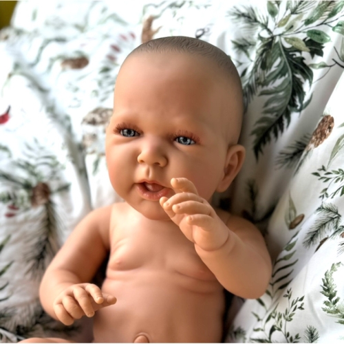 Lalka Hiszpańska 52 cm Doro Dolls 1500 dziewczynka Matilda, duża lalka bobas, cały z winylu, bez włosów, niebieskie oczy, rzęsy, bez ubranka, idealnie nadaje się do szkół rodzenia i nauki chustonoszenia