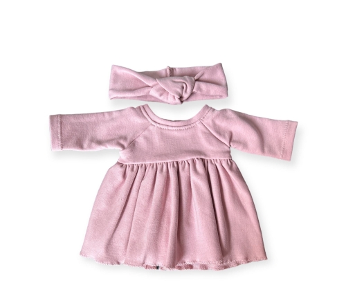 Sukienka i opaska dla lalki Miniland 38 cm, Paola Reina 34 cm i Minikane 34 cm - pudrowy róż