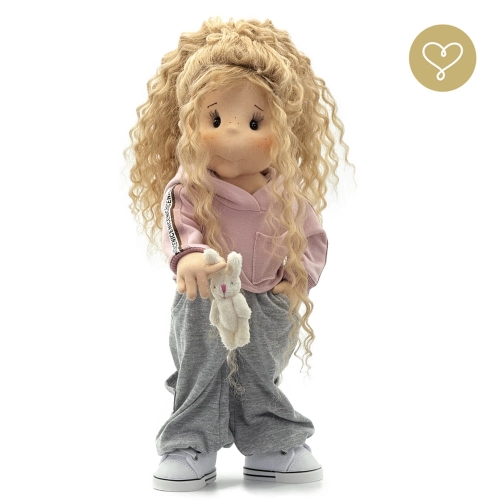 Lalka 38 cm Lullu Dolls Dolly w ubranku, maskotka malutki Króliczek, 3 warianty wyboru, na zdjęciu wariant 3 kolekcjonerski
