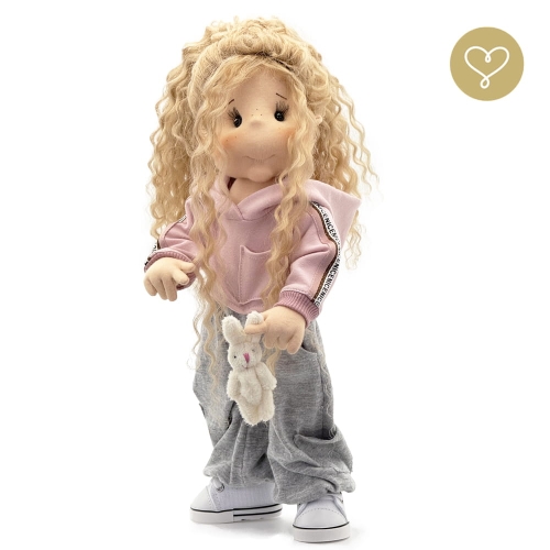 Lalka 38 cm Lullu Dolls Dolly w ubranku, maskotka malutki Króliczek, 3 warianty wyboru, na zdjęciu wariant 3 kolekcjonerski