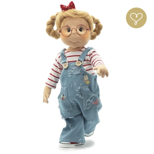 Lalka 38 cm Lullu Dolls Zuzia w ubranku, okularki w zestawie, 3 warianty wyboru, na zdjęciu wariant 3 kolekcjonerski