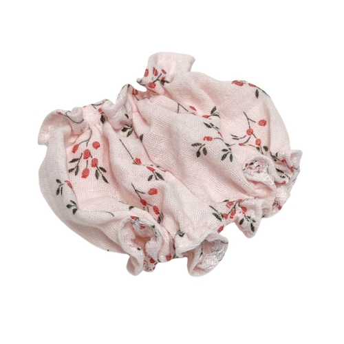 Bloomersy muślinowe dla lalki Miniland 21 cm, Paola Reina Peques 21 cm i Paola Reina Amigas 32 cm - Gałązka na różowym