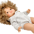 Bluza romper z kapturem dla lalki Miniland 38 cm, Paola Reina 34 cm i Minikane 34 cm - beż