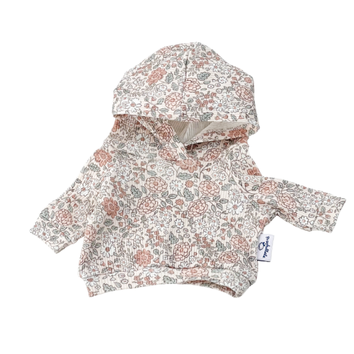 Bluza z kapturem dla lalki Miniland 38 cm, Paola Reina 34 cm i Minikane 34 cm - pastelowa łączka