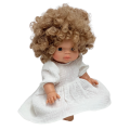 Sukienka muślinowa dla lalki Miniland 38 cm, Paola Reina 34 cm i Minikane 34 cm - plumeti biała