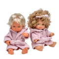 Szlafrok frotte dla lalki Miniland 38 cm, Paola Reina 34 cm i Minikane 34 cm - pudrowy róż