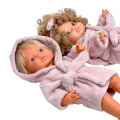 Szlafrok frotte dla lalki Miniland 38 cm, Paola Reina 34 cm i Minikane 34 cm - pudrowy róż