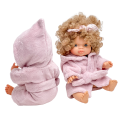 Szlafrok frotte dla lalki Miniland 38 cm, Paola Reina 34 cm i Minikane 34 cm - pudrowy róż