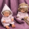 Szlafrok frotte dla lalki Miniland 38 cm, Paola Reina 34 cm i Minikane 34 cm - pudrowy róż