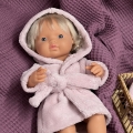 Szlafrok frotte dla lalki Miniland 38 cm, Paola Reina 34 cm i Minikane 34 cm - pudrowy róż