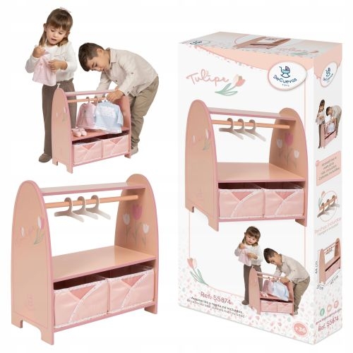 DeCuevas Toys Drewniana szafa na ubrania dla lalki 55874 Montessori