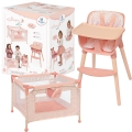 DeCuevas Toys Krzesełko do karmienia i łóżeczko 2w1 dla lalki 40074 Tulipe M