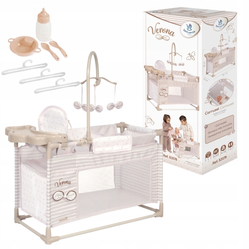 DeCuevas Toys Łóżeczko, krzesełko i szafa 3w1 dla lalki 53178 Verona