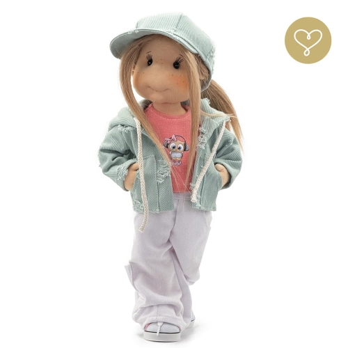 Lalka 38 cm Lullu Dolls Beverly w ubranku , czapeczka z daszkiem, 3 warianty wyboru, na zdjęciu wariant 3 kolekcjonerski