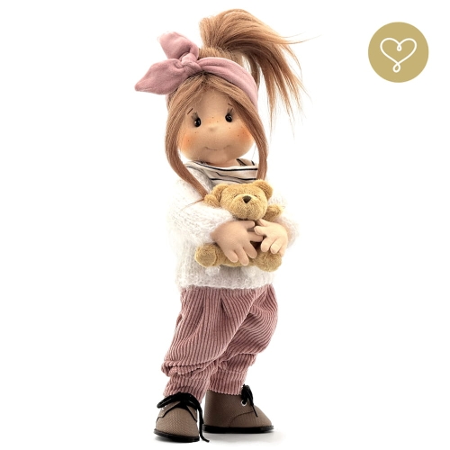 Lalka 38 cm Lullu Dolls Klementynka w ubranku, misio Zdzisio, 3 warianty wyboru, na zdjęciu wariant 3 kolekcjonerski