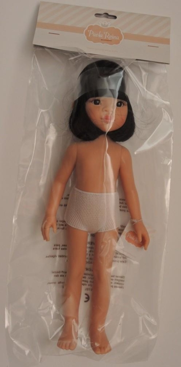 Lalka Hiszpańska 32 cm Paola Reina Amigas 14799 Liu, klasyczna, cała z winylu, w majteczkach, bez ubranka, proste czarne włosy do ramion z grzywką, ciemne oczy