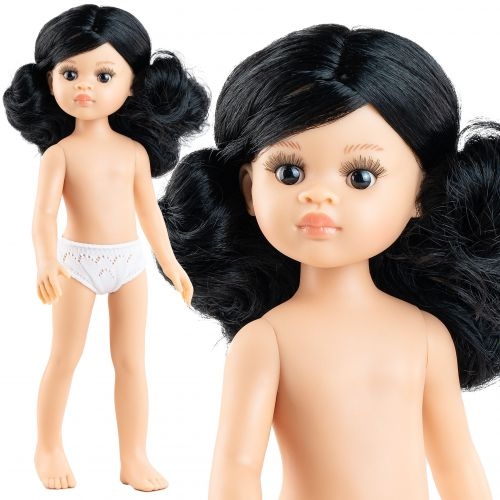 Lalka Hiszpańska 32 cm Paola Reina Amigas 14857 Nora, klasyczna, cała z winylu, w majteczkach, bez ubranka, czarne falowane włosy, ciemne oczy