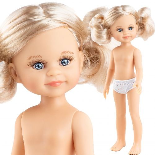 Lalka Hiszpańska 32 cm Paola Reina Amigas 14859 Cleo, klasyczna, cała z winylu, w majteczkach, bez ubranka, jasnoblond włosy, niebieskie oczy