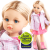 Lalka Hiszpańska 32 cm Paola Reina Amigas 04685 Rosa, klasyczna, cała z winylu, niebieskie oczy, jasnoblond perłowe włosy spięte w dwa kucyki, różowa kurteczka z kapturem i kieszeniami, różowa sukienka, majteczki, różowe botki