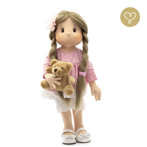 Lalka 38 cm Lullu Dolls Kornelia w ubranku, maskotka Misio, 3 warianty wyboru, na zdjęciu wariant 3 kolekcjonerski