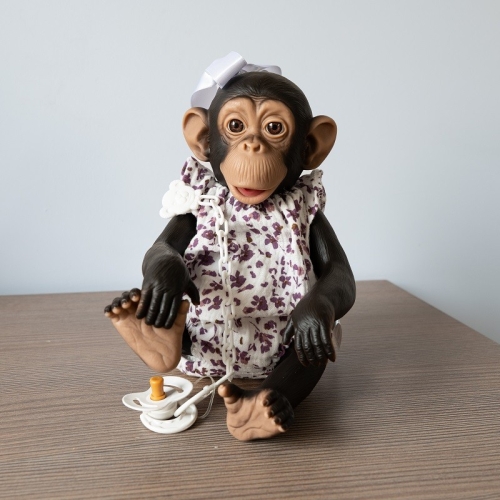 Małpka Lola 32 cm ASI 0607890 cała z winylu, doskonała imitacja zwierzątka, w ubranku, smoczek, pieluszka pampers
