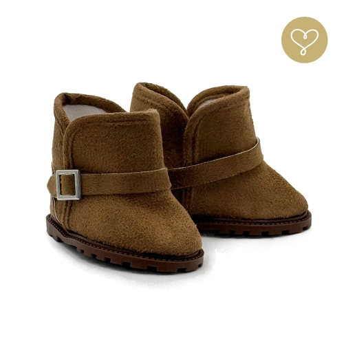 Buty zamszowe brązowe dla lalki 38 cm Lullu Dolls z klamrą  z boku
