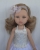 Lalka Hiszpańska 32 cm Paola Reina Amigas 04447 Carla baletnica, klasyczna, cała z winylu, niebieskie oczy, blond włosy, strój baletnicy: srebrzyste body baletowe z tiulem i białymi kwiatuszkami,  opaska na głowę, rajstopki, buciki z kwiatuszkiem