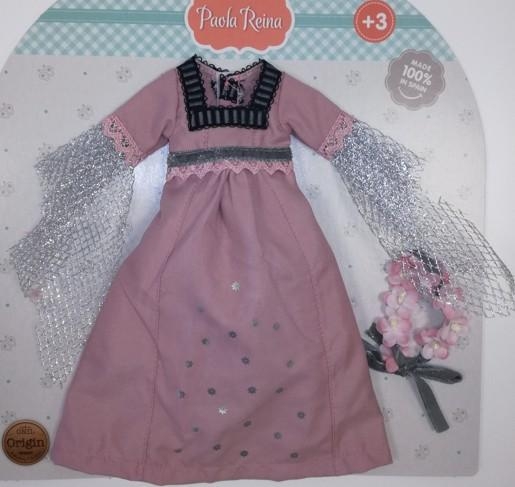 Oryginalne ubranko Paola Reina dla lalki 32 cm Amigas 54544_1, długa sukienka, ozdobna opaska na głowę, majteczki, ażurowe skarpetki