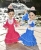 Lalka Hiszpańska 32 cm Paola Reina Amigas 04414 Carmen Flamenca, klasyczna, cała z winylu, niebieskie oczy, czarne włosy spięte w kok, długa niebieska sukienka z falbanami, buciki