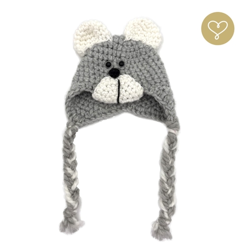 Czapka wełniana Niedźwiadek dla lalki 38 cm Lullu Dolls szara