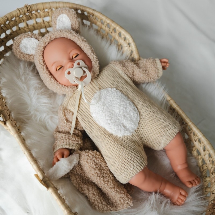 Lalka Hiszpańska 37 cm Antonio Juan 14364 Bimba, bobas miękki brzuszek, płacze, zamyka oczy, rzęsy, w ubranku, kocyk przytulanka, smoczek