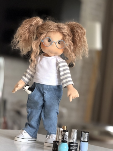 Lalka 38 cm Lullu Dolls Blue wersja 2 w ubranku, maskotka malutki misio, 3 warianty wyboru, na zdjęciu wariant 3 kolekcjonerski