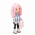 Lalka Sweet Sisters Bilie 32 cm Orange Toys, szmaciana z endoszkieletem, twarz nadrukowana cyfrowo, różowe włosy, koszula w niebiesko-białą kratę, czarne spodnie, buciki, torebka