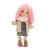 Lalka Sweet Sisters Bilie 32 cm Orange Toys, szmaciana z endoszkieletem, twarz nadrukowana cyfrowo, różowe włosy, sukienka, kurteczka, skarpetki, szalik, buciki