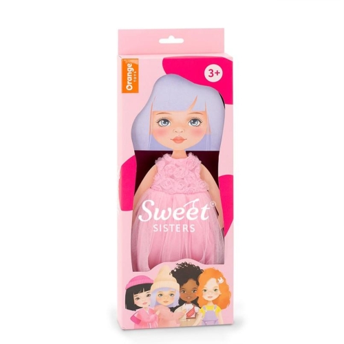 Oryginalne ubranko dla lalki Sweet Sisters 32 cm Orange Toys, różowa długa sukienka z różyczkami i tiulem, majteczki