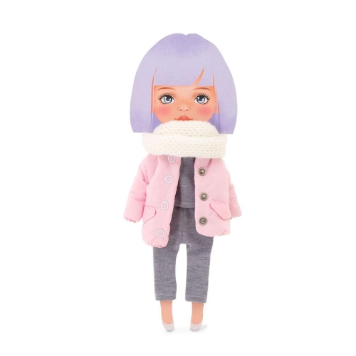 Oryginalne ubranko dla lalki Sweet Sisters 32 cm Orange Toys, biały szalik, różowa kurteczka, szara bluzeczka, szare legginsy