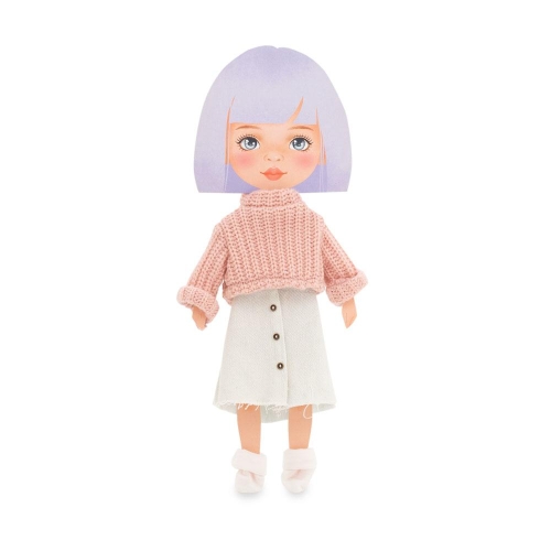 Oryginalne ubranko dla lalki Sweet Sisters 32 cm Orange Toys, różowy sweterek, jeansowa spódniczka, majteczki