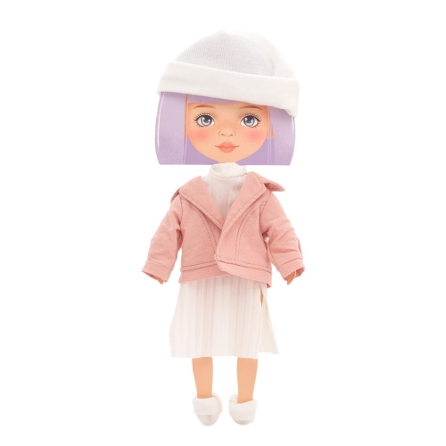 Oryginalne ubranko dla lalki Sweet Sisters 32 cm Orange Toys, biała czapeczka, sukienka, różowa kurteczka