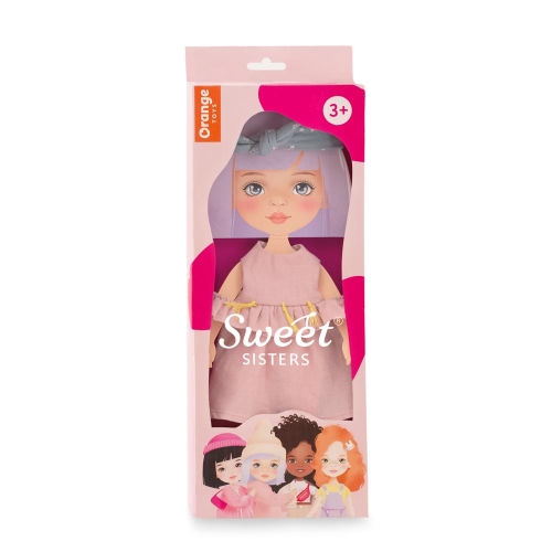 Oryginalne ubranko dla lalki Sweet Sisters 32 cm Orange Toys, opaska na głowę, różowa sukienka z falbanką i frędzelkami