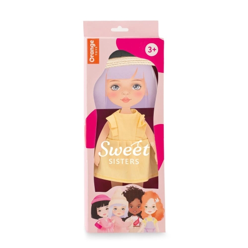 Oryginalne ubranko dla lalki Sweet Sisters 32 cm Orange Toys, słomkowy kapelusz, żółta sukienka