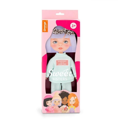 Oryginalne ubranko dla lalki Sweet Sisters 32 cm Orange Toys, jasnoniebieski dres z napisem, opaska na głowę