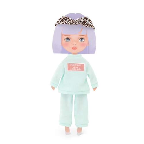 Oryginalne ubranko dla lalki Sweet Sisters 32 cm Orange Toys, jasnoniebieski dres z napisem, opaska na głowę