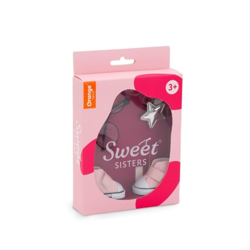 Oryginalne akcesoria dla lalki Sweet Sisters 32 cm Orange Toys, spinka do włosów, okularki, buciki