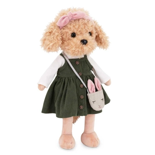 Lucky Doggy Andy 38 cm Orange Toys pluszowy piesek beżowa pudelka, zgina łapki, bluzeczka, sukienka, opaska na głowę, torebka