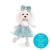 Lucky Doggy Mimi 38 cm Orange Toys pluszowy piesek biała suczka maltańczyk, zgina łapki, biało-niebieska sukienka z tiulem, koronką i kwiatuszkami